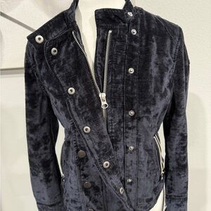 NWT Free People Deep Dark Blue Velvet Women's Jacket XS